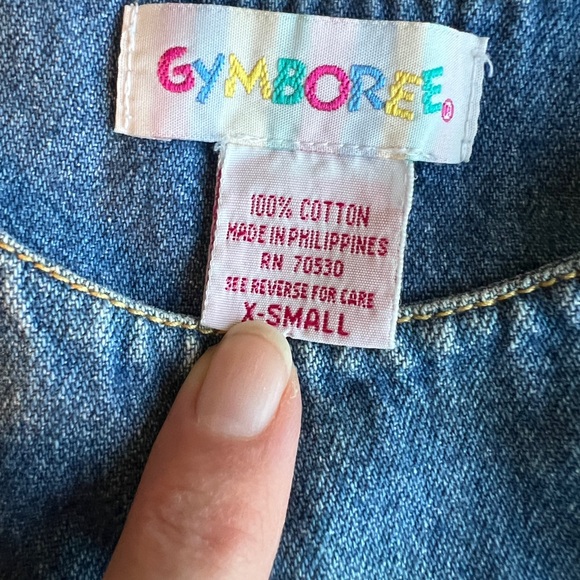 Vintage Gymboree Blue Denim Dress Jumper with Colorful Embroidery Size XS - Picture 3 of 7